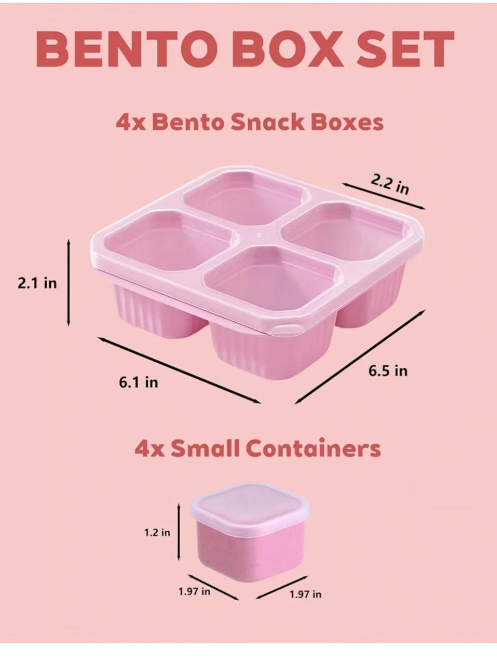 4-Compartment Meal Prep Container Set Bento Boxes - 4 Colors NWT